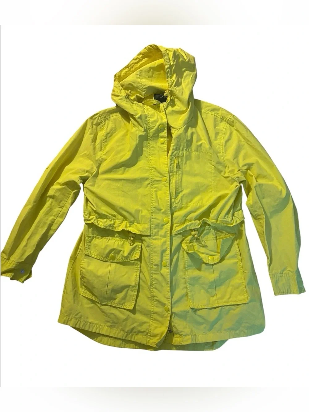 J.Crew Yellow Hooded Utility Anorak Jacket Raincoat Utility Pocket Size M